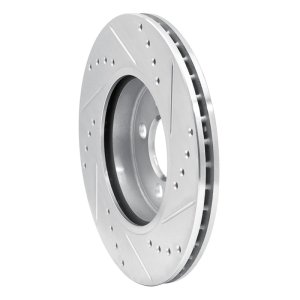 Mini Cooper Clubman Brake Rotor (1) - Front Left - R1 Concepts - Drilled & Slotted - Silver - `07-`15
